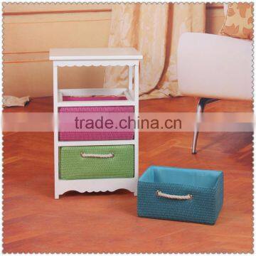 Elegant Chic Custom Wooden Cabinets With Wicker Drawers for Living Room Kitchen Bathroom photo-3