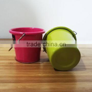 Pastel Colored Set of 4 Eggs Cups Small Mini Bucket Metal Tin Egg Holder photo-3