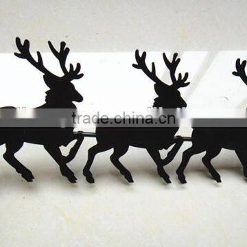 Reindeer Sleigh Design Standing Metal and Glass Candle Holder photo-3