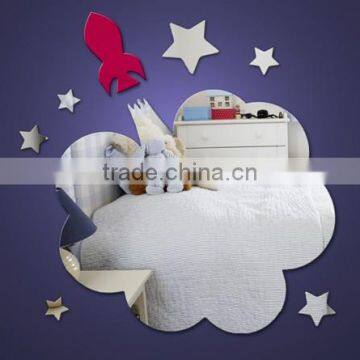 Stars Cloud and Rocket Mirror Sticker