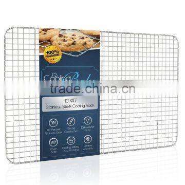 CoolingBake Wire Cooling Rack, Oven Safe - For Cooling or Baking - 100% Stainless Steel, 10" x 15" (Fits Jelly Roll Pan