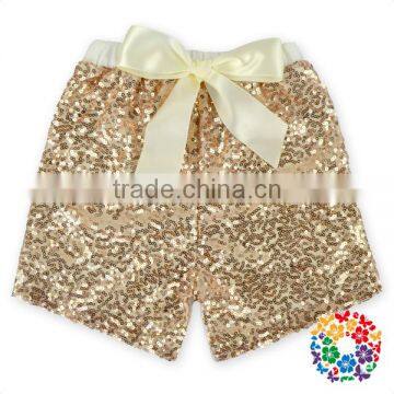 Baby Girls Gorgeous Gold Rose Short Sequin Pants Bow Knot Icing Shorts photo-3