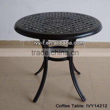 patio round table in antirust cast aluminum frame with mesh design tabletop assembly #IVY14212