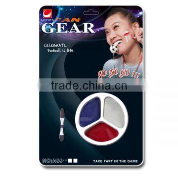 2016 Euro Cup factory supply good quality 3 colors round face paint for football fans