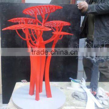 Stainless Steel Red Color Decorative Outdoor Metal Tree Abstract Art Sculptures photo-5