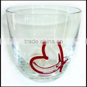 High Quality Clear Drinking Water Glass With Red Heart Shape