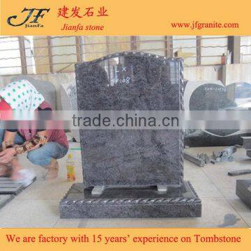 Antique Simple Design Bahama Blue Granite Headstone photo-3