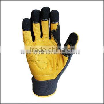 Soft Goatskin Leather Mechanic Working Gloves for Heavy Construction photo-2