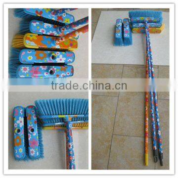 120cm length flower PVC design plastic broom with stick for Cleaning Tools