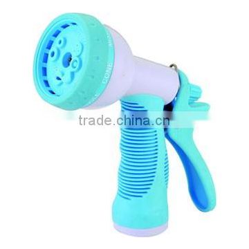 6" 8 pattern ABS+TPR plastic garden water spray nozzle with soft grip