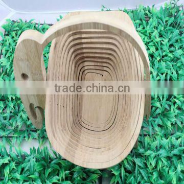 natural folding bamboo fruit basket with handles