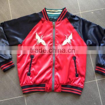 High Class Custom fashion satin jacket wth embroidery