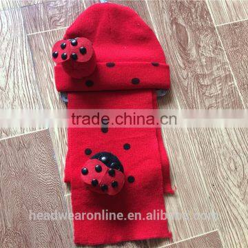 Hot Sell Fashion Embroidery Knitted Hat Suit With Scarf And Gloves