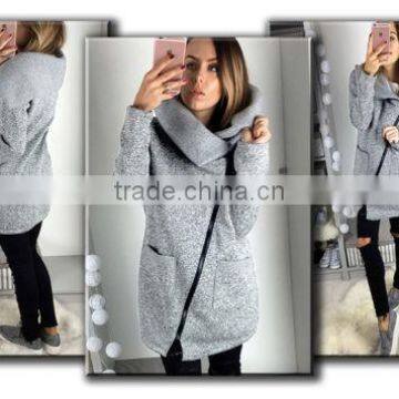 2017 Winter Big Lapel Zipper Fit New Womens Fashion Casual Warm Long Jacket Coat photo-2