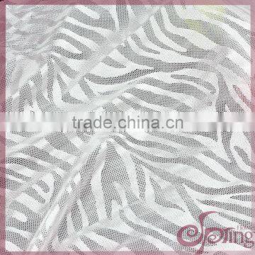 White zebra design shining soft elastic tricot lace, fashion swiss lace fabric