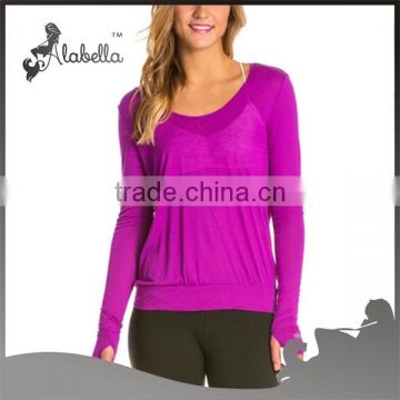 Stretch viscose nylon long sleeve fitness shirt