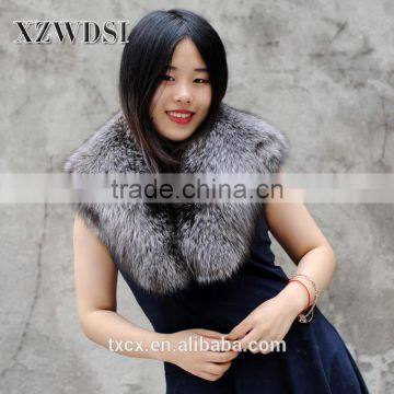 CX-B-06 New Styles Fashion Natural Color Silver Fox Fur Scarf Fur Shawl photo-6