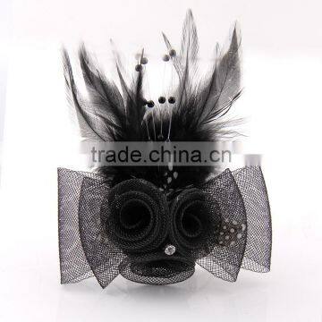 Satin Silk Fabric Flower Feather Brooch Wedding Party Favor Bridal Jewelry New Design Suit Brooch Customized Costume Jewelry photo-5