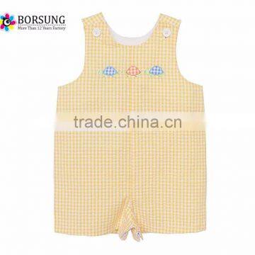 2017 New Design boys clothing Cotton Summer sleeveless fabric embroidery Baby Romper boutique newborn baby clothes