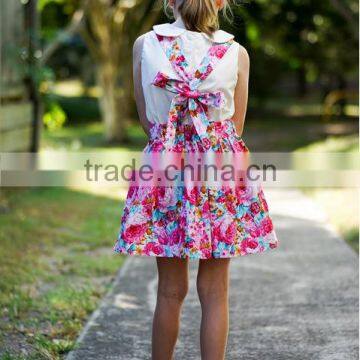 Boutique Children Cotton Flower Pattern Toddler Girl Summer Suspender Princess Dress photo-3