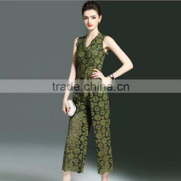 Zm50237b Europe Summer Women Clothes Slim Lady Jumpsuits Sleeveless Lace Loose Pants photo-2
