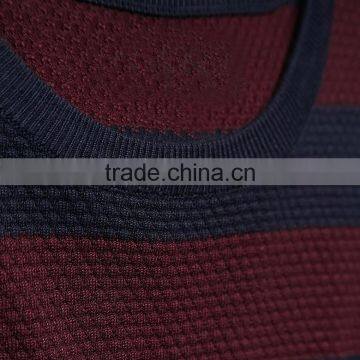 Contrast Color Wide Striped Long Sleeve Waffle-knit Pullover Sweater photo-3