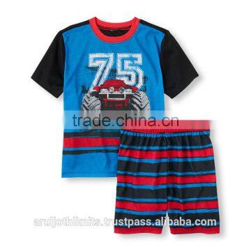 Boys Monster truck printed pajama shorts set