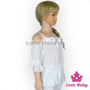 Hot Fashion Baby Girls White Color Off Shoulder Shirts Fashion Girls Beautiful Shirts Wholesale Little Girls Off Shoulder Top photo-3