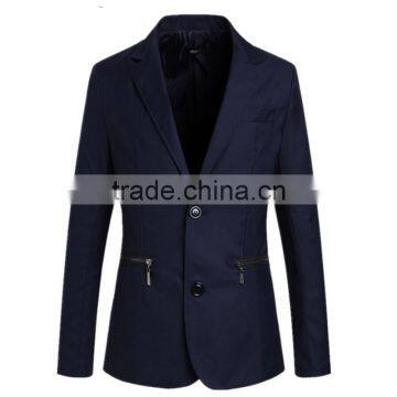 1pc hot sale with zipper pattern turn down callor long sleeve cotton and polyester bussiness blazer