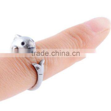 Animal Wrap Rings Gold Silver Plated Dolphin Unique Rings Jewelry Resizable photo-3