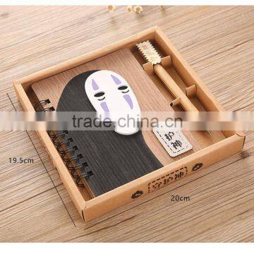 Hot Sale Spirited Away no Face Man Cute Cartoon Wood Cover Anime Paper Notebook for Students photo-2
