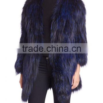 YR134 Super Quality Denmark Best-seller Lots of Color Real Raccoon Knitted Fur Coat