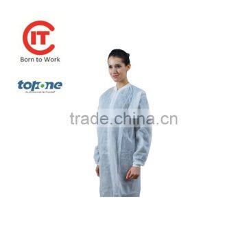 Hubei disposable SMS nonwoven lab coat with knitted neckline