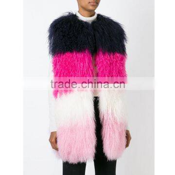 SJ206-01 China Combined Four Colors Contrast Real Women Fur Vest