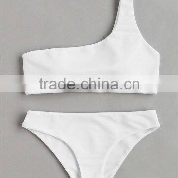 Teen Girl Bathing Suit One Shoulder Swimsuit Woman Seamless Reversible Bikini photo-3