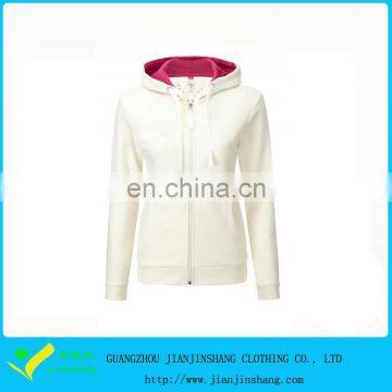 Fashion Ladies White Color Cotton Spandex Fitness Suitable Hoodies