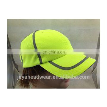 Neon green Racing Sport Dry Fit Mesh Running Hat Caps with Reflective Strip