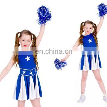 Girls high school cheerleader costume blue white kids fancy dress outfit for kids FC2218