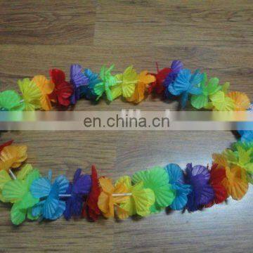 TROPICAL PARTY HAWAIIAN MULTI COLOURED FLOWER LEIS NECKLACE GARLAND FANCY DRESS