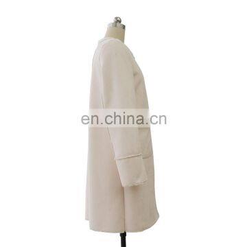 Ladies Korean Style Winter Latest Design Pink Long Coat With Two Big Pockets photo-4