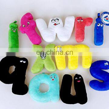 custom creative plush funny emoji multi-color alphabet letters toy manufactory