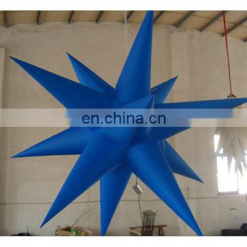 Inflatable blue star with remote controlled LED light bulb for advertising display