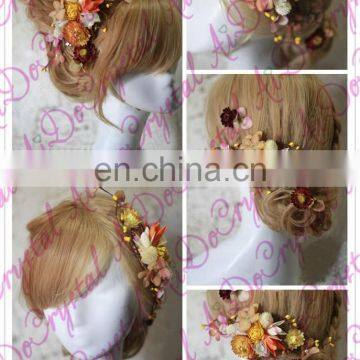 Aidocrystal Wedding Diamond Headpiece,artificial Bridal Hair Flower Accessories for Party photo-2