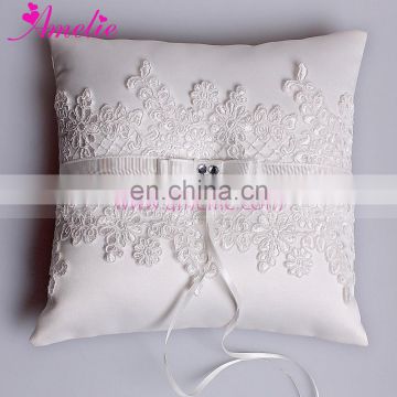 Wedding Dress Lace Applique Decorated Wedding Ring Pillow