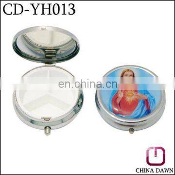 promotional round decorative metal pill box CD-YH013