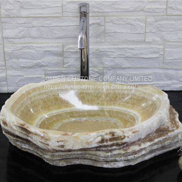 Honey Onyx Bathroom Wash Basin Luxury Stone Vessle Sink