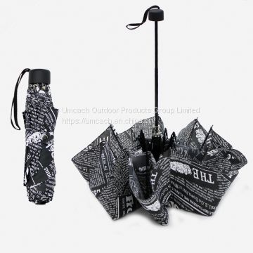 Three Folded News Paper Umbrella for Men and Women