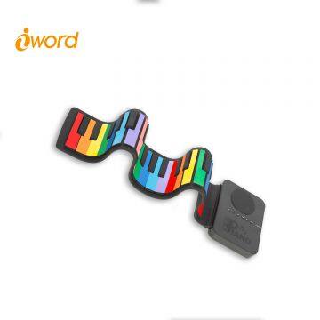 iword S3037C 37 Keys Roll Up Piano With Speaker In Rainbow Color