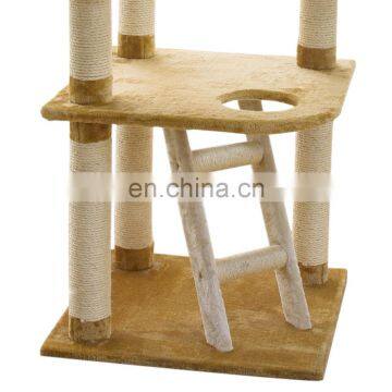Wholesale Natural Outdoor Modern Designer Custom Brown Wood Wooden Large Cat Tower Tree Cat Furniture Condo photo-4