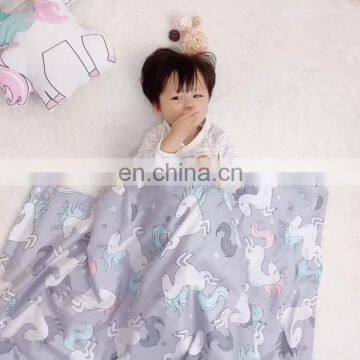 2020 summer selected quality drop shipping two layers cartoon animal reactive printing cotton flannel 3d minky dot baby blanket